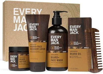 Every Man Jack Mens Sandalwood Grooming Set - Five Full-Sized Essentials: Wash, Lotion, Hydrating Oil, Butter, and Comb