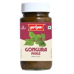 Priya Gongura Pickle without Garlic, 300g - Authentic Telugu Style Achar |Traditional South Indian Taste| Homemade Andhra Pickles| Tangy and Spicy |With Tamarind Paste, Gongura Leaves & Mixed Spices| Glass Jar