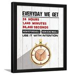 Chaka Chaundh - Time Quotes Frames - Time Quotes Wall Frames – Time Day Year Posters for Room - Time Photo Frame - (13.6 X 10.6 Inches) (Everyday we get - White)