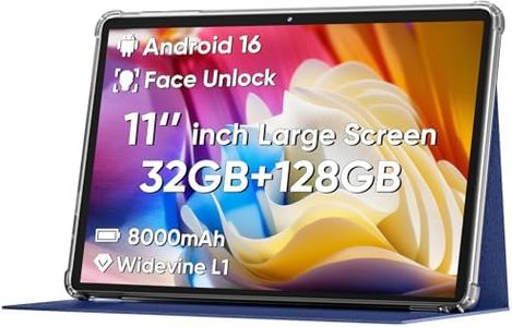 2025 Upgraded Android 14 Tablet, 11inch Tablet PC,Support Face Unlock, Octa-core CPU,12GB+128GB+1TB Expand, 8000mAh Big Battery, 18W Fast Charging, WiFi6, BT5.0,Touchscreen Display Tableta with Case