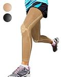 Sparthos Leg Compression Sleeves - Braces for Calves Knees and Thigh Recovery, Support for Athletic Sports Running Runner Stockings Leggings Stabilizer Wrap - Anti Slip - for Men and Women (Beige-M)
