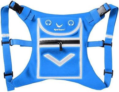 Blue Running Mini Backpack Vest for Men & Women – Reflective with 360° Hi-Viz, Holds Accessories, iPhone, Android, iPad Mini – Lightweight, Adjustable Gear for Fitness, Walking, Cycling, Hiking