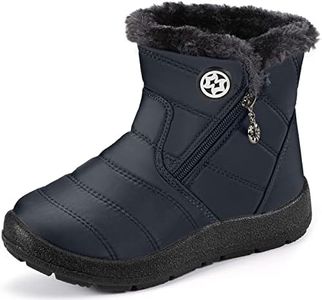 Gaatpot Kids Snow Boots Boy's Girl's Warm Fur Lined Boots Winter Outdoor Waterproof Ankle Booties Shoes Blue#2 Size 10.5 UK Child /29CN