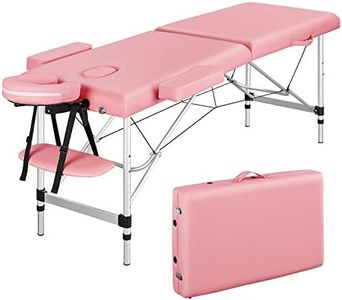 Yaheetech Massage Tables Portable Spa Bed Aluminum Facial Tattoo Bed Lash Bed for Eyelash Extensions Pink