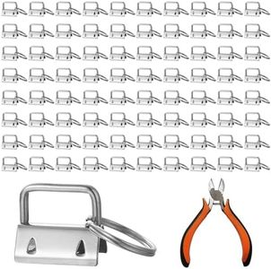 80 piezas de cordón en bruto: 25 mm colgante de cierre de pinza con cinta de llave en bruto alicates para llavero, hardware de pulsera, cierre de abrazadera, hardware para manualidades, cordón