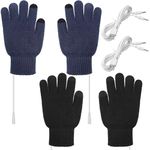 2 Pairs USB Heated Gloves Fingerless USB Hand Warmers Electric Hand Warmer Hand Warming Gloves with Button Heated Mittens (Black, Navy Blue,Vivid Style), Black, Navy Blue, One Size