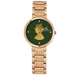 SWADESI STUFF Stainless Steel Royal Heritage Green Queen Dial Premium & Luxurious Analogue Watch For Women, Rose Gold Band