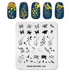 KADS Nail Template Nature Nail Stamping Plate Butterfly Dragonfly Fallen Leaves Image Nail Art DIY Manicure Tool (NA040)