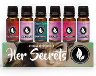 Her Secrets - Gift Set of 6 Premium Fragrance Oils - Pretty, Dark Embrace, Forever Yours, Secret Crush, Pink Splash, Sugar Kiss - Eternal Essence Oils