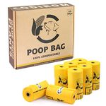 Certified Compostable Dog Poop Bags, 120 Count Eco Friendly and Leakproof Dog Waste Bags, Easy Open 100% Maize Yellow Poop Bag for Dog, 15 Doggy Bags Per Roll (8 rolls)