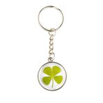 Good Luck Keyring with Real Pressed Four Leaf Clover. New home job Keychain Gift