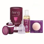 AARYA Premium Menstrual Cup for Women| Large Size |Purple Menstrual Cup Food Grade Silicone Sterilizer Container Microwaveable | With Cup Wash 100ml (Combo) | Free Silicone Nipple Cover