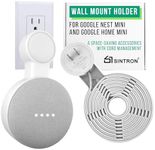 Sintron Outlet Wall Mount Holder for Google Nest Mini and Google Home Mini, A Space-Saving Accessories with Cord Management for Google Smart Speakers 1st Gen. and 2nd Gen., No Messy Wires or Screws.