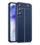 Golden Sand Cover Leather Texture Series Shockproof Armor TPU Back Cover Case for Samsung Galaxy A55 5G Mobile Phone, Blue