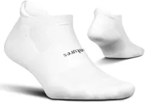 Feetures High Performance Max Cushion Ankle Sock - No Show Socks for Women & Men with Heel Tab - White, S (1 Pair)
