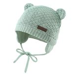 JANGANNSA Cute Infant Toddler Baby Boys Hat Bear Ears Baby Girls Beanie Cotton Lining Earflap Kids Hat Spring Autumn 0-2Y (Sage, S)