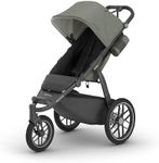 UPPAbaby Ridge V2 Jogging Stroller | All-Terrain Performance Suspension + Never-Flat Tires Built for Walking, Running + Trails | Water Bottle Holder Included | Evelyn (Meadow Green | Carbon Frame)