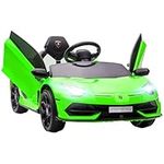 HOMCOM Lamborghini Aventador Licensed 12V Kids Electric Car with Butterfly Doors, Easy Transport, Powered Electric Ride-On Car with Remote, Music, Horn, Suspension, for Ages 3-5 Years - Green