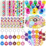 Moltby Donut Party Favors for Girls, Two Sweet Birthday Party Supplies with Donut Stamper Keychain Tattoo Sticker Straws Doughnut Birthday Party Gift Goodie Bag Filler