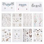 Kare & Kind Temporary Flash Stickers (3 sheets), Face Metallic Art Tattoo (5 sheets), Rhinestone Mermaid Face Jewels (3 Sheets) - Waterproof, Fake Jewelry, Glitter, Bohemian, Costume, Party, Coachella