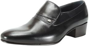 Calzados Romero. 4CM Cuban Heel Shoe for Men. Leather Sole or Flat., Black/White, 9.5 UK