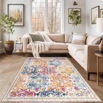 Enyhom Large Boho Area Rug, 120 x 180 cm Mandala Modern Thick Carpet Rug, Washable Plush Fluffy Carpet Floor Rug, Anti-Skid indoor Chic Floor Mat for Bedroom Dining Room Lounges, Colorful