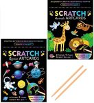 FunBlast Scratch Painting Art Cards - Diy Magic Colouring Art Scratch Cards For Drawing, Sketching, Scratch Art Painting Paper With Stylus, Art & Craft Kit For Kids (Space-Animals), Multicolor