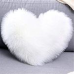 Yanyan Heart Cushions Fluffy Pillow Washable Heart Shaped Soft Decorative Cushion Pads for Living Room Sofa Bedroom 【Pillow + Cushion Cover】 (White)