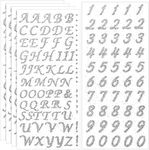 5 Sheets Graduation Cap Stickers Decoration Glitter Alphabet Letter Stickers Self-Adhesive Rhinestone Letter Number Stickers for Grad Cap Craft Decorations (Silver)