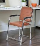RATISON Office Chair Visitor Chair with arm Rest with Steel Frame and Cushioned seat Back, Chair Without Wheels Holds up to 140 kg Heavy Design (1, Tan, Heavy)