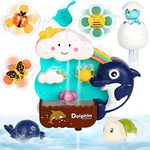 Joyreal Baby Bath Toys - Toddler Bath Toy for 18+ Months, Baby Bath Tub Toy with 3 Suction Cup Spinner Toys & 2 Wind Up Bath Toys Gift for Boys Girls for 2 3 4 5 Year Old