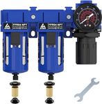 ATINY 1/2" NPT Air Dryer System, Double Air Filters, Air Compressor Filter Dryer,5 and 5 Micron Filter Cartridge,Semi-Auto Drain, Metal Bracket-Blue