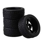 BQLZR Model Car Rubber Tires with 7-spoke Wheel Rims For RC1:10 On-road Racing Car Pack Of 4