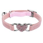 Molain Heart Bling Cat Collar, Adjustable Collar with Safety Belt and Bell Rhinestone Collar for Kitten Small Dog Cat (pink)