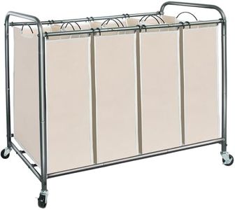 STORAGE MANIAC 4 Section Laundry Sorter with Removable Bags, Beige, Eco-Friendly, Portable, Waterproof