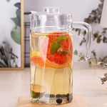 SYANKA Premium Glass Water Jug - 1.8 Ltr, Transparent, Hot Cold Water Pitcher With Lid Water Jug, Iced Tea, Milk And Juice Beverage Carafe, Lemon Jug., 1.80 liter