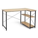 CASART L-Shaped Corner Desk, Wooden Computer Desk with Shelves, Reversible PC Laptop Table Writing Desk for Home Office (Natural)