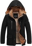 Tanming Men's Thicken Warm Winter Coat Mountain Ski Snowboard Jacket Hooded Parkas, Black-lt, Medium