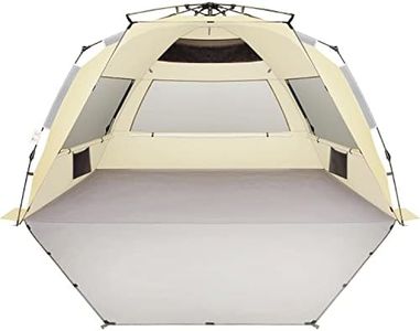 Oileus XX-Large Pop Up Beach Tent Sun Shelter for 5-6 Person Portable Sun Shade Instant Tent for Beach with Carrying Bag, Stakes, 6 Sand Pockets, Anti UV for Fishing Hiking Camping Khaki