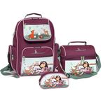 Louis Garneau Designer Kids Backpack 3-Piece Set School Supplies for Kids Prescholl and Elementary - Girls (Woodland)