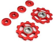 Stylrtop 2 pcs Bike 11T Aluminum Sealed Bearing Jockey Wheel Rear Derailleur Pulleys (Red)