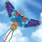 JEKOSEN Parrot Huge Kite for Kids and Adults Easy to Fly Single Line String with Tail for Beach Trip Park Family Outdoor Games and Activities