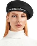 S.ROMZA French Beret Hat for Women Ladies Cotton Star Metal Stylish Artist Painter Berets Womens Cap,Adjustable 56-58CM (US, Alpha, Medium, Black)