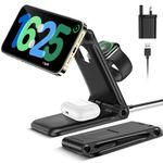 Foldable 3 in 1 Charging Station for Apple Devices - Magnetic Wireless Charging Station - Phone and Watch Charger Stand for iPhone 15/14/13/12/11 Pro Max/XR/ 8 Plus and Airpods iWatch (Mag-Safe)