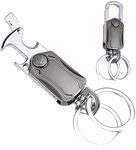 EDICON Multifunction Keychain 5 IN 1 Heavy Duty Dual Ring Metal Keychain with Cutter, Bottle Opener, Mobile Phone Holder, 360° Rotate Spinner - Outdoor Carabiner Portable Car Key Chain.