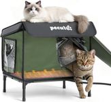 pecute Heated Cat House, Outdoor Cat House Waterproof Winter Warm with Heating Pad & Escape Door, Sturdy Frame, Insulated Outdoor Cats House for Stray Cats in Winter, Sheds & Garages (S, 46X44X35CM)