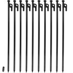 DANCHEL OUTDOOR Forged Steel Inflexible Heavy Duty 16inch Tent Stakes Metal Pegs for Bell Tent Camping Hard Rocky Place Ground Rust-Free Black (10 Packs)