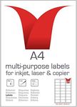 Multi-Purpose A4 White Self-Adhesive Labels - Die Cut 63.5 x 33.9mm - 24 Labels per Sheet - 100 Sheets per box/2400 Labels per Pack