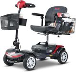 Electric Mobility Scooters for Adults and Seniors - 300 lbs Max Weight, 4-Wheel Powered Mobility Scooters,Folding Mobility Scooter Lightweight for Travel, Elderly(with Head Red