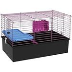 PawHut Chinchillas Small Rabbit Guinea Pig Small Animal Cage Pet Play House w/Platform Ramp Food Dish Water Bottle 72 x 44 x 47 cm